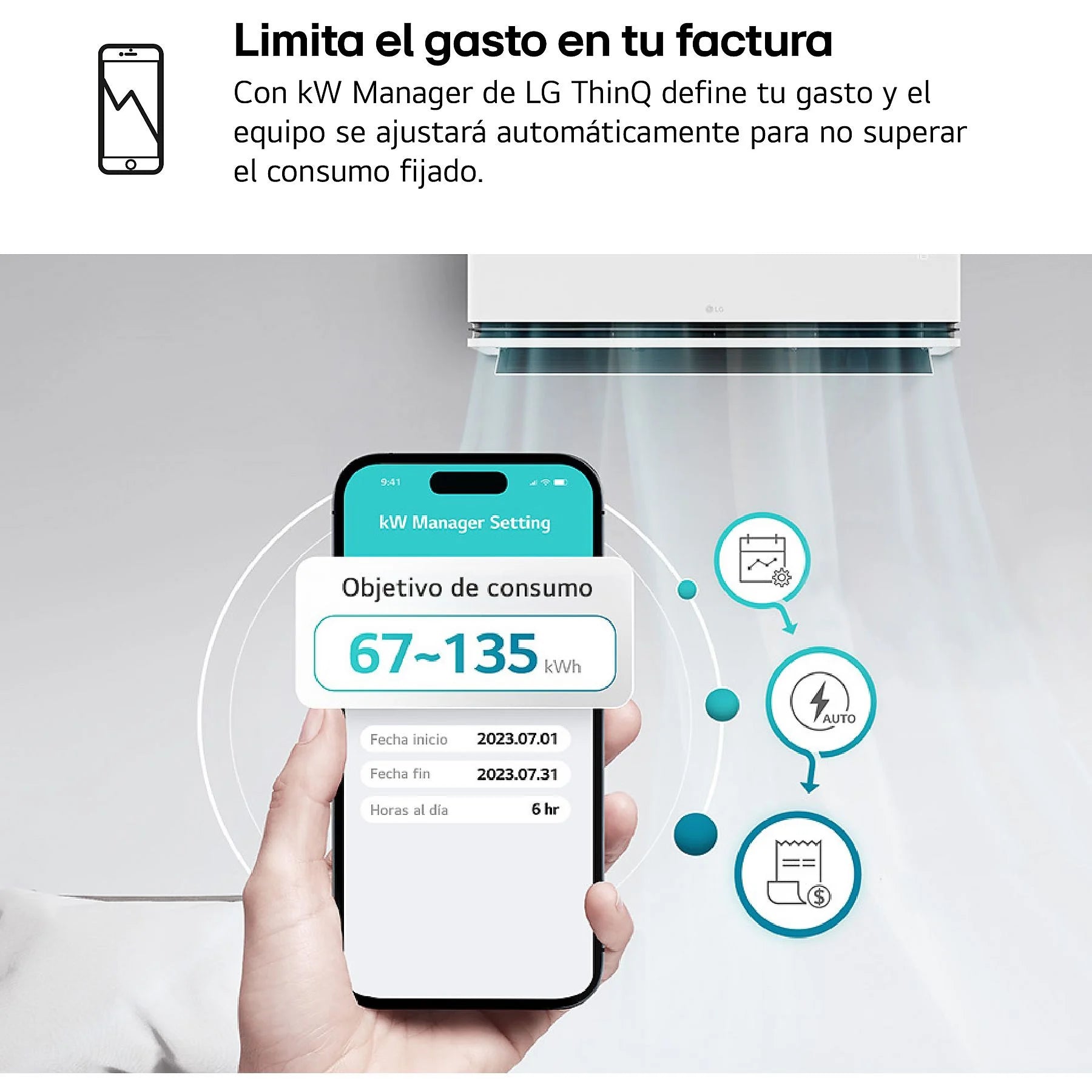 Aire acondicionado Split 1 x 1 – LG MAGNA09SX.SET, 2150 fg/h, Freeze Cleaning, Wi-Fi, Blanco