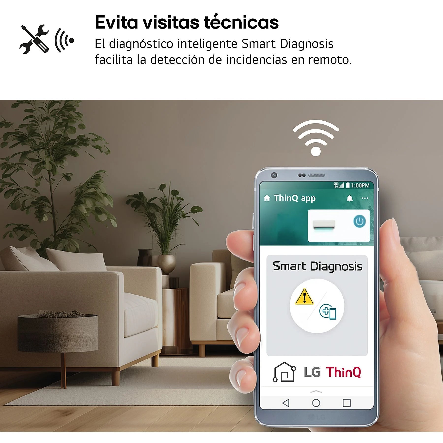 Aire acondicionado Split 1 x 1 – LG WIFIECO12.SET, 2967 fg/h, Wi-Fi, ThinQ, Blanco