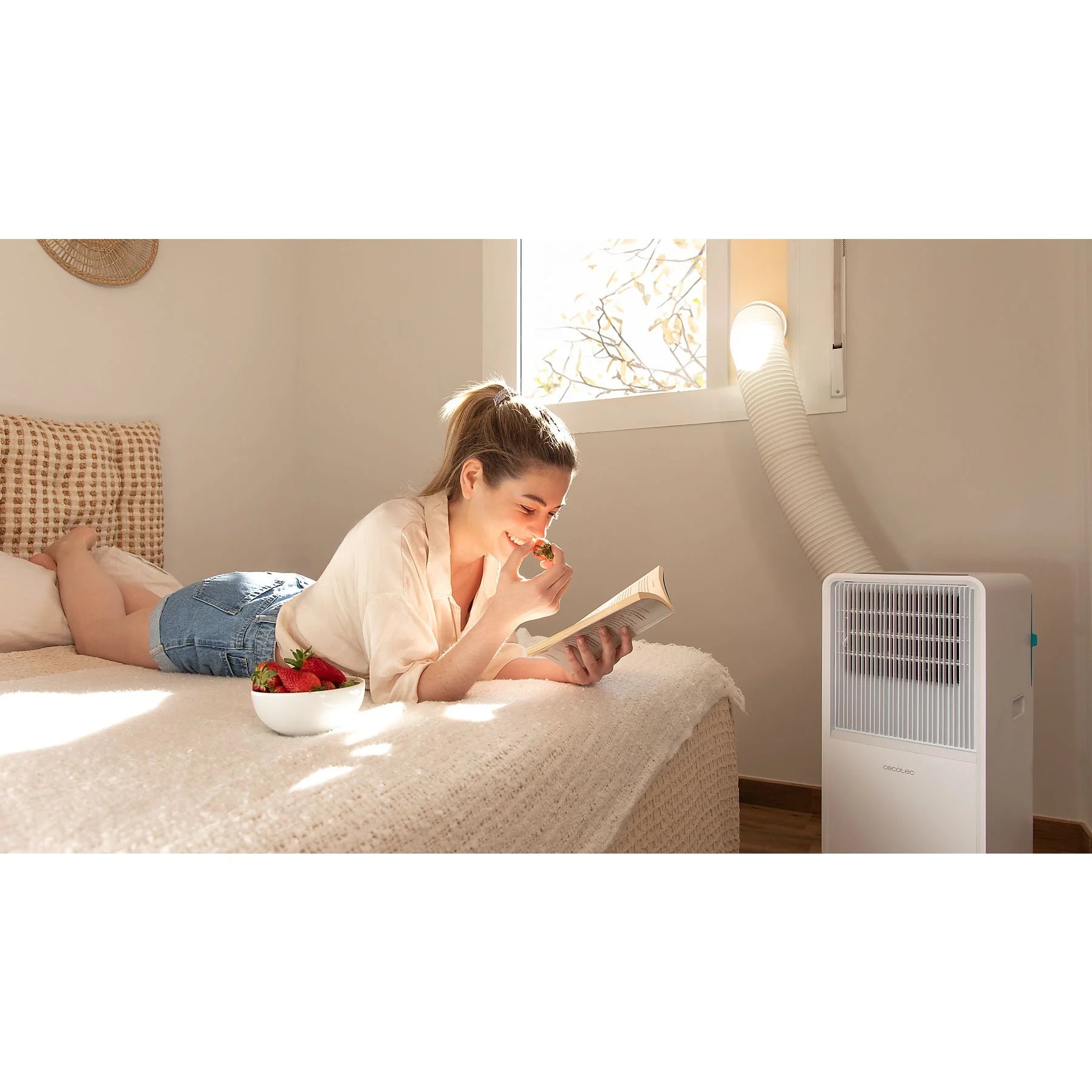 Aire acondicionado portátil – Cecotec ForceClima 7150 Style, 1750 fg/h, 2 velocidades, 20 m², 4 modos, Deshumidificador, Mando a distancia, Blanco