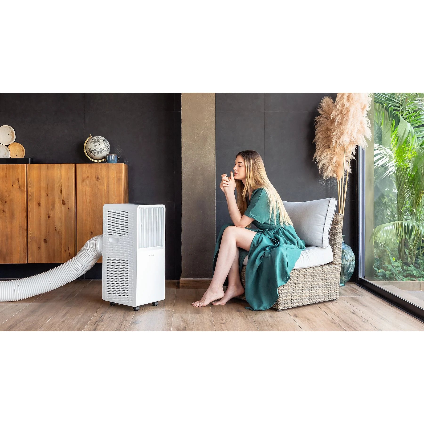 Aire acondicionado portátil – Cecotec ForceClima 7150 Style, 1750 fg/h, 2 velocidades, 20 m², 4 modos, Deshumidificador, Mando a distancia, Blanco
