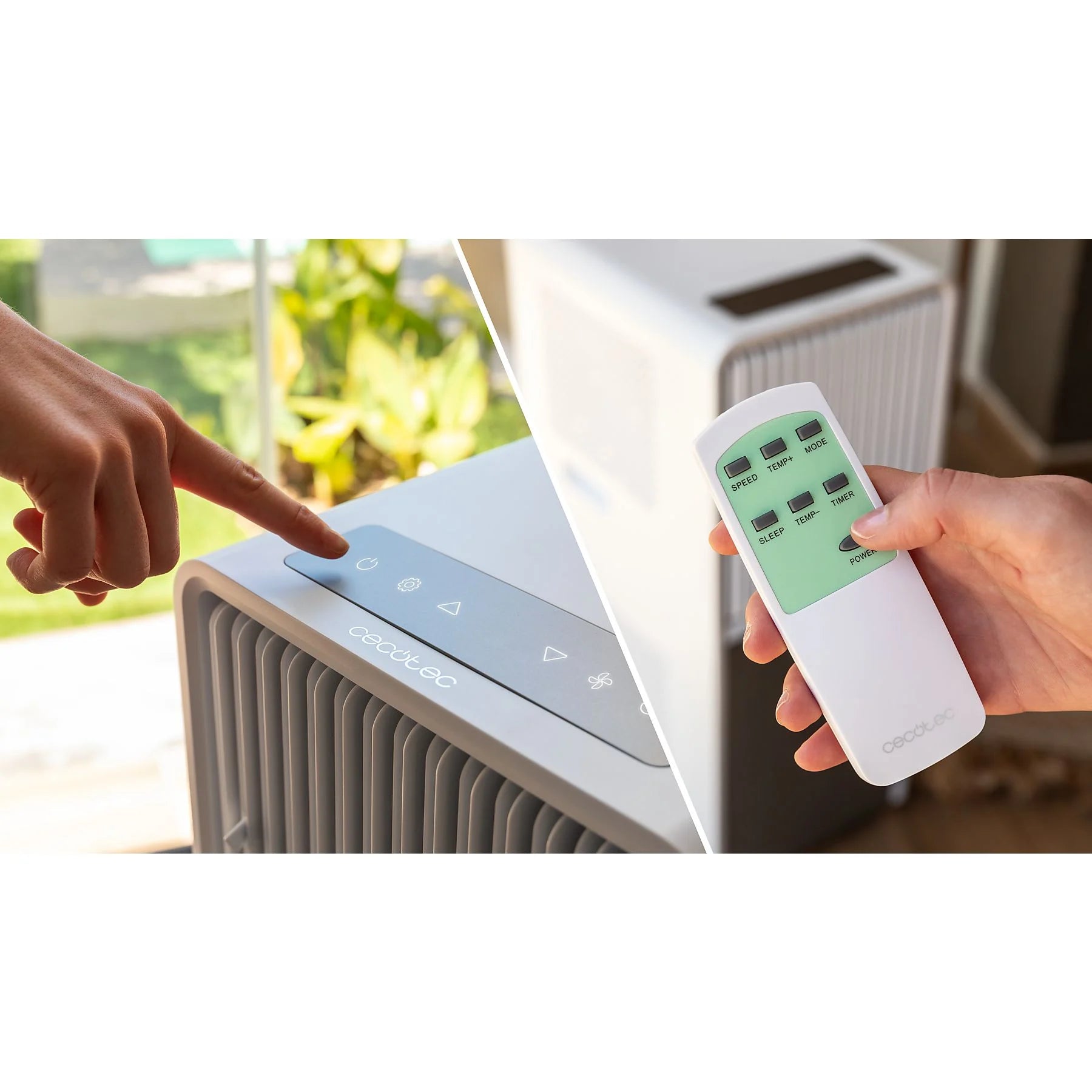 Aire acondicionado portátil – Cecotec ForceClima 9150 Style, 2250 fg/h, 2 velocidades, 25 m², 4 modos, Deshumidificador, Mando a distancia