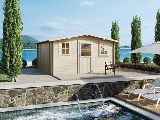 Alce Dublino Express 398×496 – Caseta de jardín de madera – Con ventanas – 398x496x229 cm