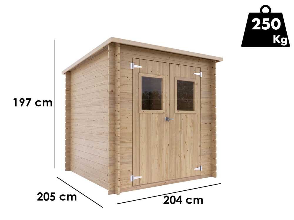 Alce Gallipoli 198×198 – Caseta de jardín de madera – Con ventana frontal – 204x205x197 cm