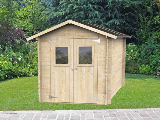 Alce Roby 198×198 – Caseta de jardín de madera – Con ventanas y puerta de doble hoja – 198x198x215 cm