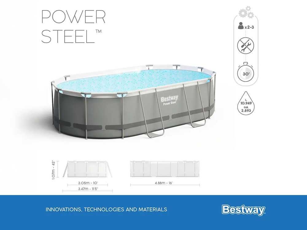 Bestway Power Steel 56448 – 488x305x107 cm – Piscina Ovalada