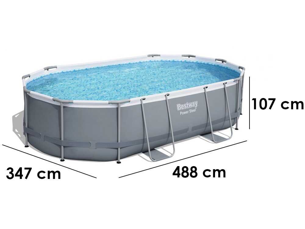 Bestway Power Steel 56448 – 488x305x107 cm – Piscina Ovalada