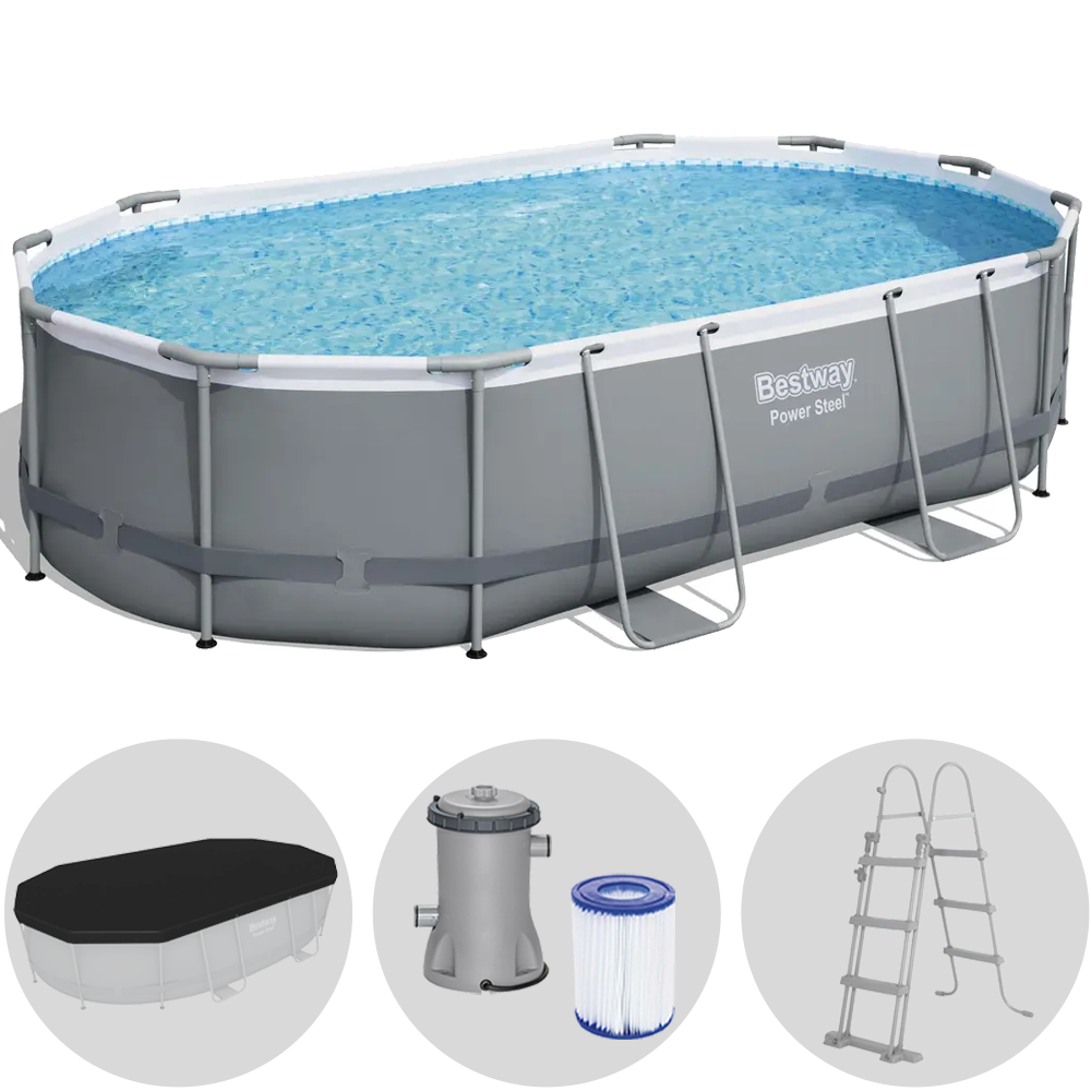 Bestway Power Steel 56448 – 488x305x107 cm – Piscina Ovalada