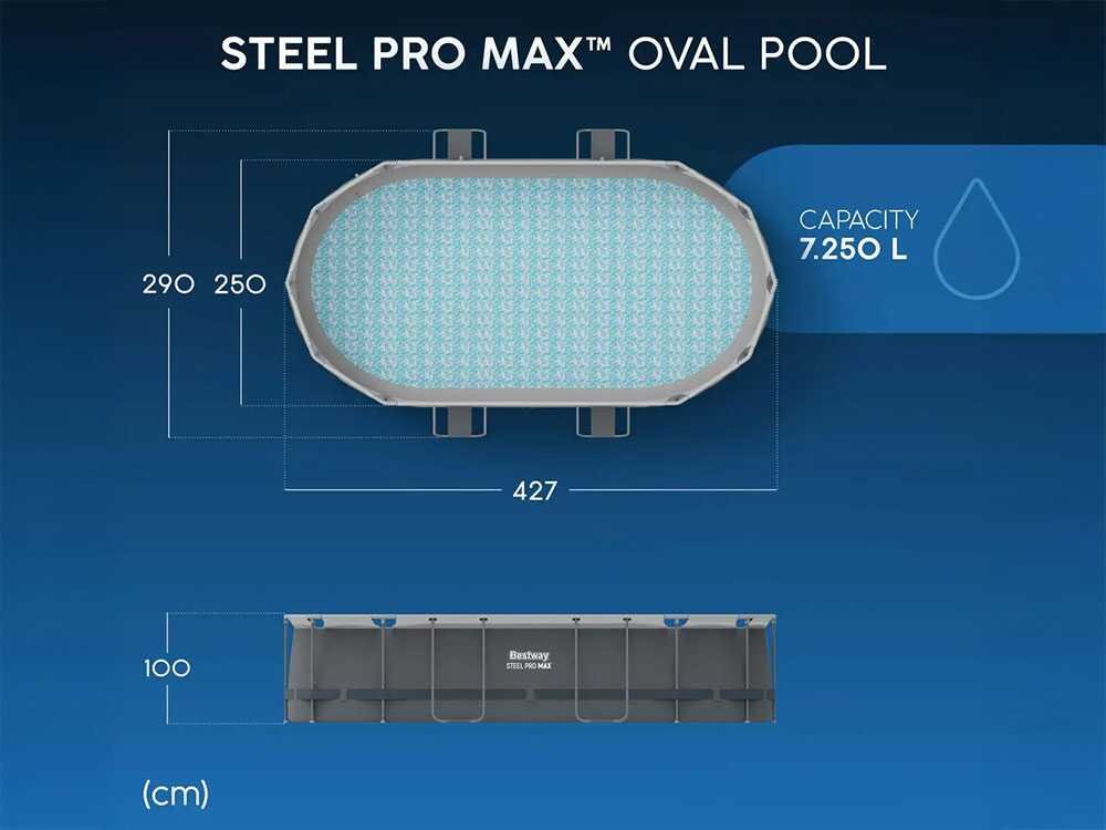 Bestway Power Steel 56620 – 427x250x100 cm – Piscina Ovalada