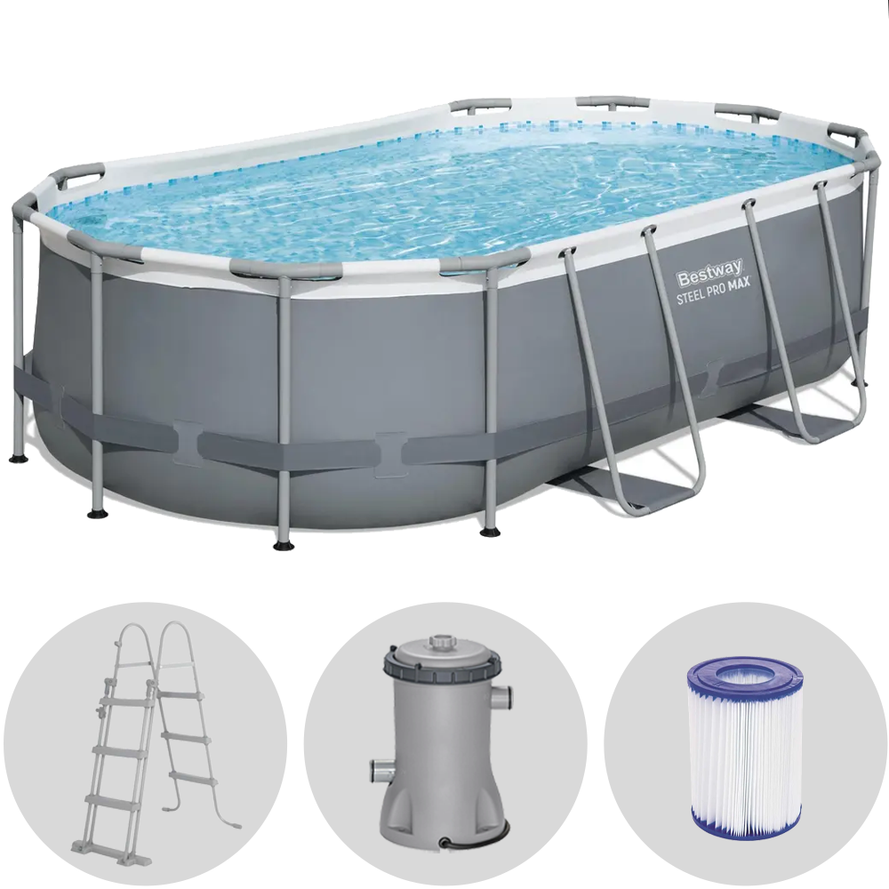 Bestway Power Steel 56620 – 427x250x100 cm – Piscina Ovalada