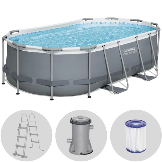 Bestway Power Steel 56620 – 427x250x100 cm – Piscina Ovalada