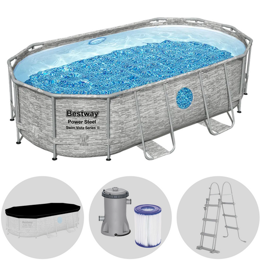 Bestway Power Steel Swim Vista 56714 – 427 x 250 x 100 cm – Piscina ovalada