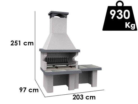 Edilmark Barbecue 200 – Barbacoa de obra para leña y carbón