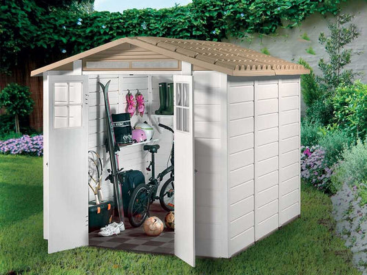 Garofalo Tuscany Evo 240 – Caseta de jardín – Con ventanas y puerta de doble hoja – 202,5 x 242,5 x 220 cm