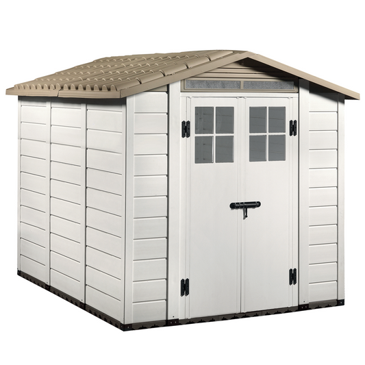 Garofalo Tuscany Evo 240 – Caseta de jardín – Con ventanas y puerta de doble hoja – 202,5 x 242,5 x 220 cm