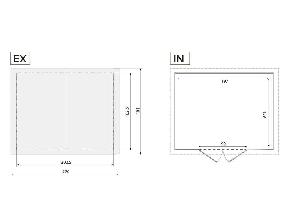 Garofalo Urban 200 – Caseta de jardín – Con puerta de doble hoja – 202,5 x 162,5 x 216 cm