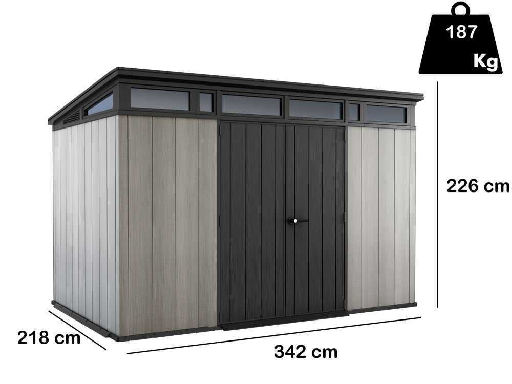 Keter Artisan gris – Caseta de jardín – Con puerta de dos hojas – 342x218x226 cm