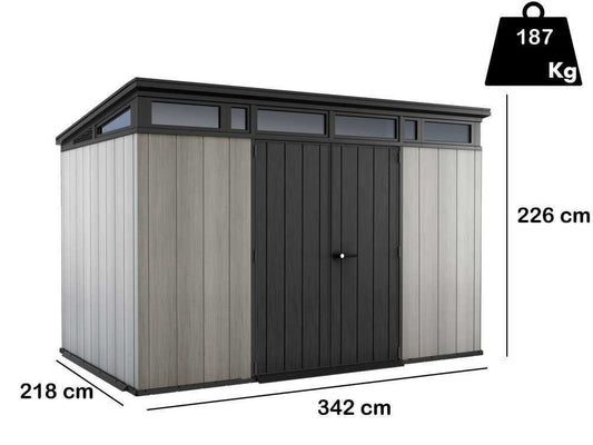 Keter Artisan gris – Caseta de jardín – Con puerta de dos hojas – 342x218x226 cm