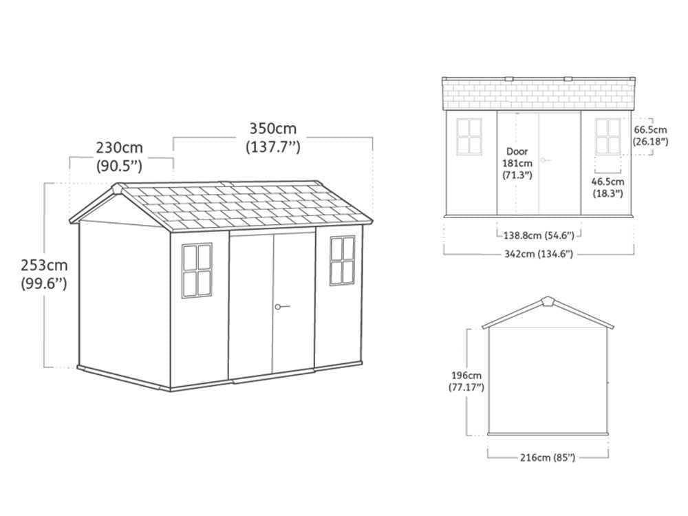 Keter Oakland 1175 – Caseta de jardín – Con ventanas delanteras – 350x229x254 cm