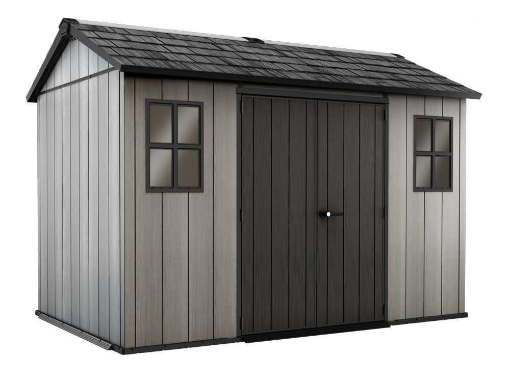 Keter Oakland 1175 – Caseta de jardín – Con ventanas delanteras – 350x229x254 cm