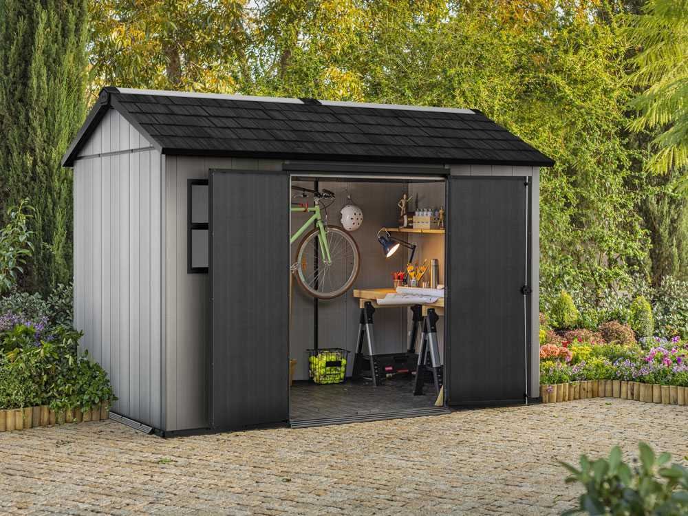 Keter Oakland 1175 – Caseta de jardín – Con ventanas delanteras – 350x229x254 cm