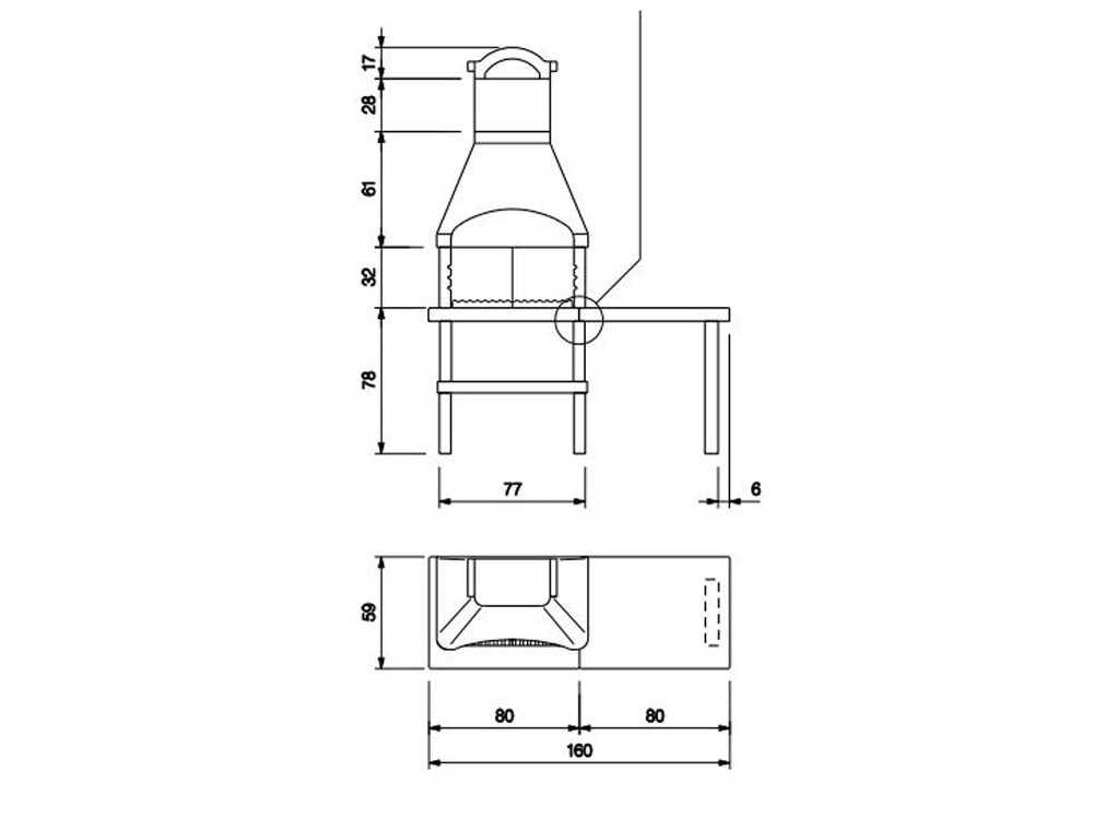 Palazzetti Orlando – Barbacoa de obra de leña y carbón – Con mesa lateral