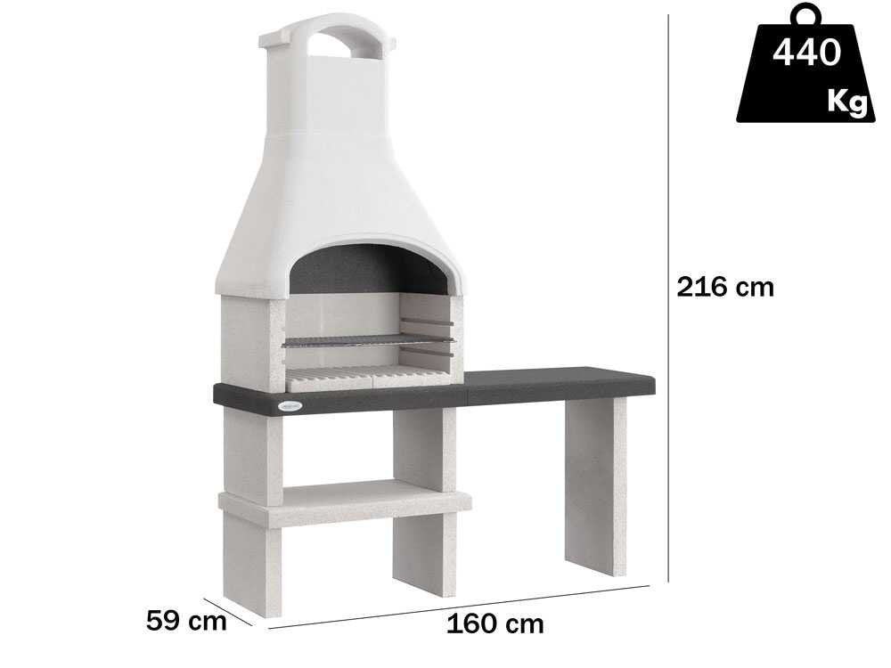 Palazzetti Orlando – Barbacoa de obra de leña y carbón – Con mesa lateral