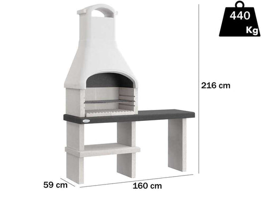 Palazzetti Orlando – Barbacoa de obra de leña y carbón – Con mesa lateral