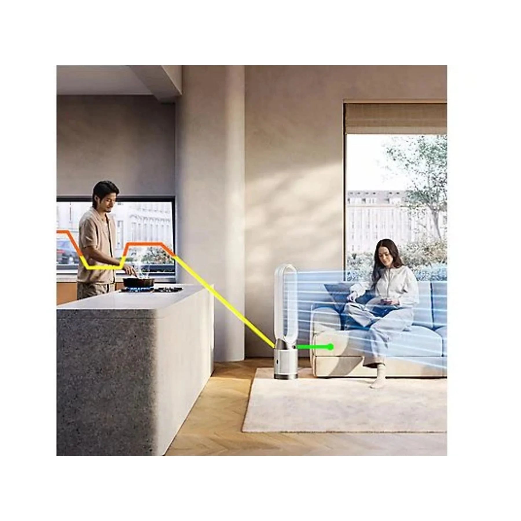 Purificador ventilador – Dyson Cool PC1, Filtro HEPA H13 y Carbón activo, Mando a distancia y Control por APP, Blanco