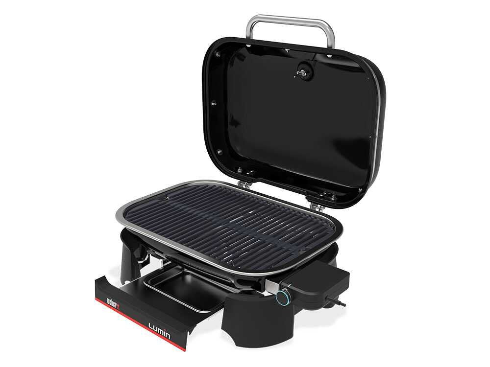 Weber Lumin Black 1502045 – Barbacoa eléctrica portátil – Parrilla 49 x 33 cm
